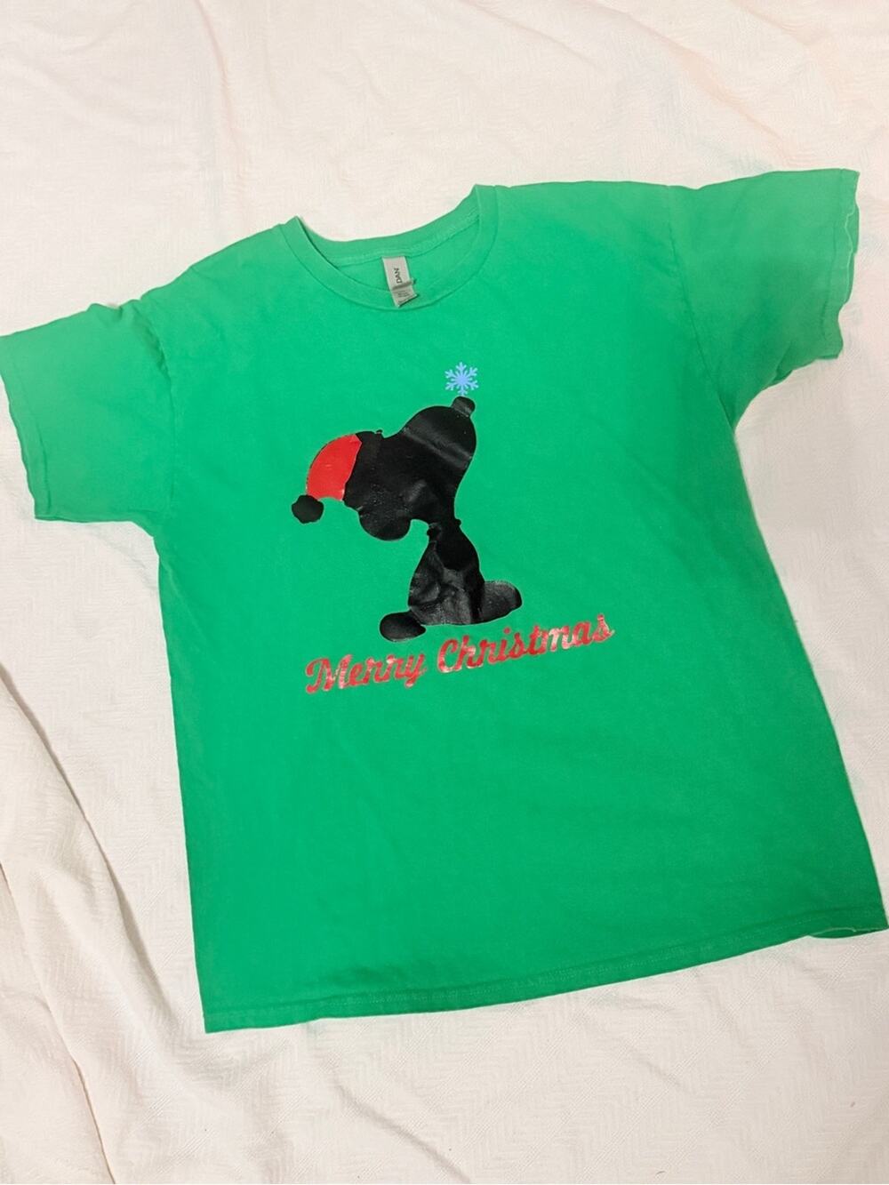 Snoopy Merry Christmas Green short Sleeve graphic tee men large unisex christmas